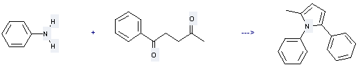 The 1,4-Pentanedione,1-phenyl- can react with Aniline hydrobromide to get 2-Methyl-1-(4-nitro-phenyl)-5-phenyl-pyrrole